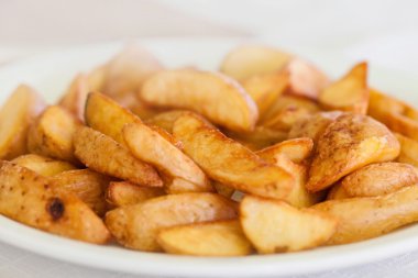 Bulgar patates kızartması yığını closeup 
