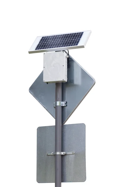 Straßenschild mit Solarzellen-Energie — Stockfoto