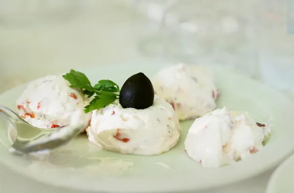 Salad made of yoghurt and cucumbers, called Snezhanka or Milk Sa