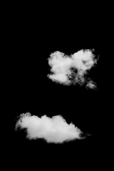 Set of isolated clouds over black. — Stock Photo, Image