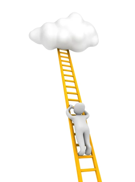 Man climbing to the cloud — Stock Photo, Image