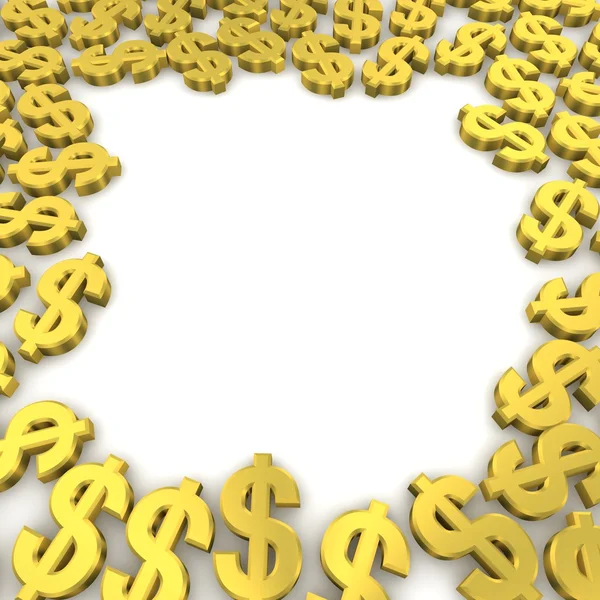 Frame of golden dollar currency symbols. — Stock Photo, Image
