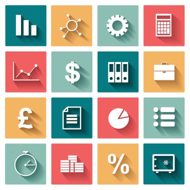 web ve mobil iş düz Icons set