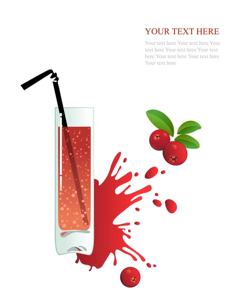 Bicchiere di succo di mirtillo rosso — Vettoriale Stock