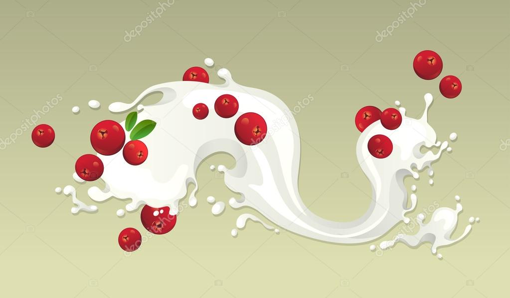 Milk splash with cranberries