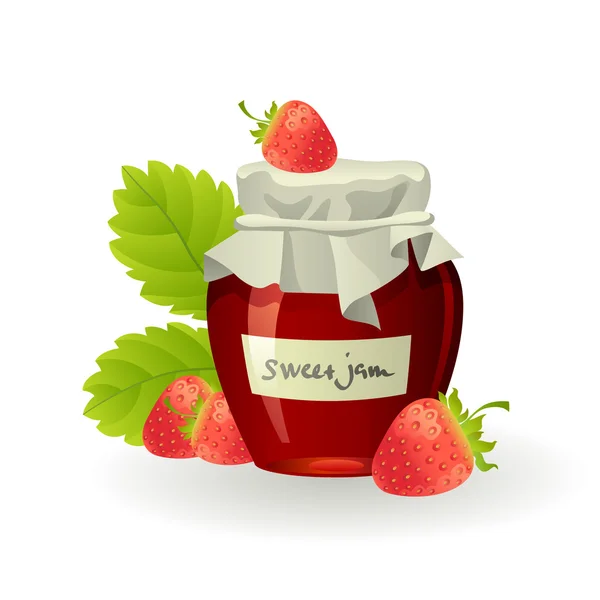 Strawberry jam with fresh raspberries — Stock Vector