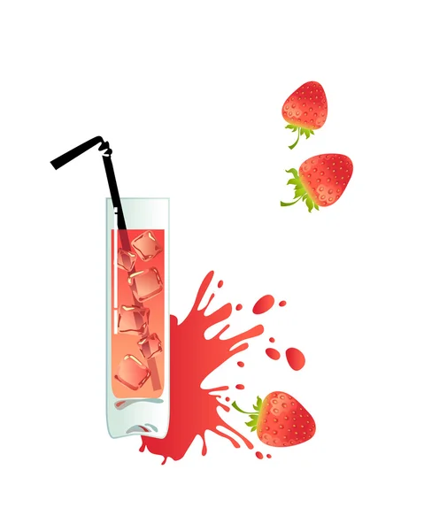Glas jordgubbs saft — Stock vektor