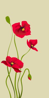 Kırmızı stilize haşhaş