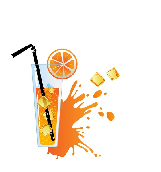 Alcohol orange cocktail with ice. — Stock Vector
