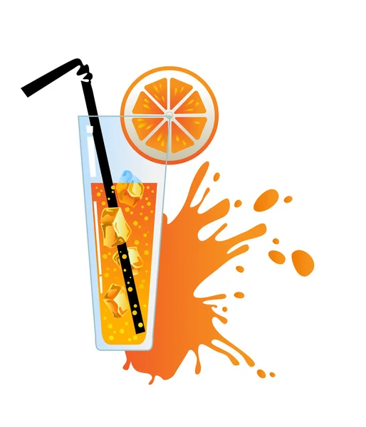 Alcohol orange cocktail with ice. — Stock Vector