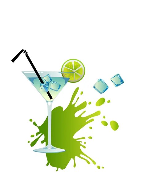 Martini avec glace et citron vert . — Image vectorielle