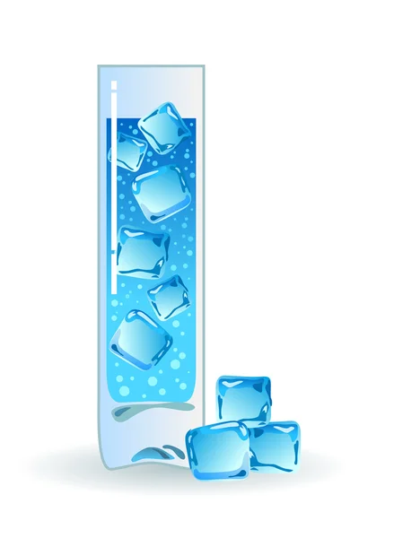Agua en vaso con hielo . — Vector de stock
