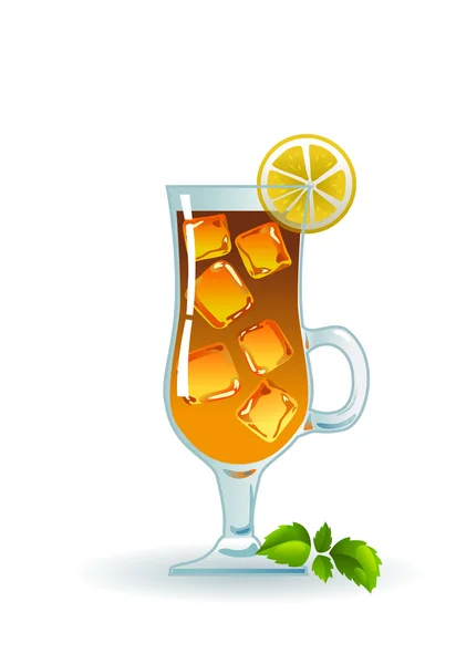 Iced tea with lemon and mint. — Stock Vector