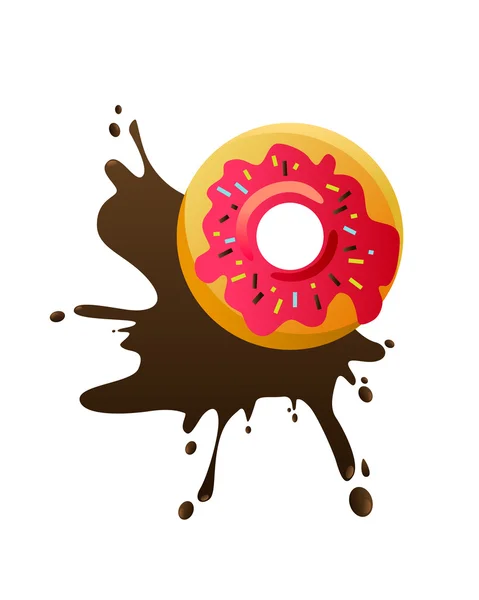 Donut with chocolate splash — Stock Vector