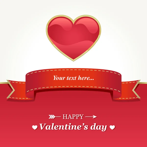 Tarjeta de San Valentín con corazón rojo — Vector de stock