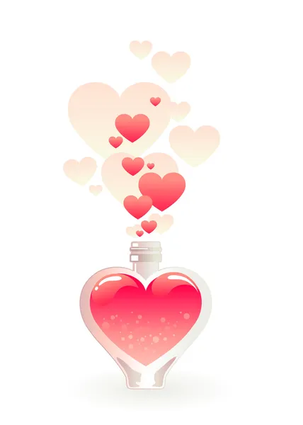 玻璃瓶与爱情药水γυάλινη φιάλη με μια αγάπη ζωμός — Διανυσματικό Αρχείο