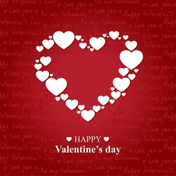 O cartão de dia de Valentim com corações brancos —  Vetores de Stock
