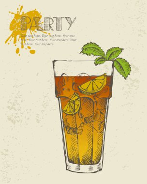 long Island çay kokteyl çizilmiş şekil verin.