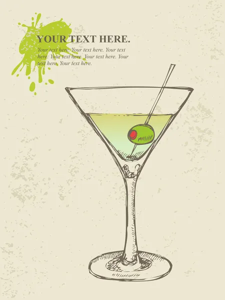 Hand getekende illustratie van iced cocktail — Stockvector