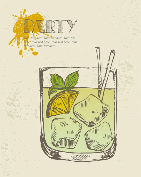 Ручная иллюстрация тропического коктейля . — стоковый вектор