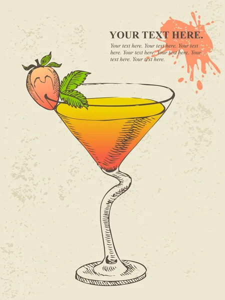 Ilustración dibujada a mano de cóctel tropical . — Vector de stock