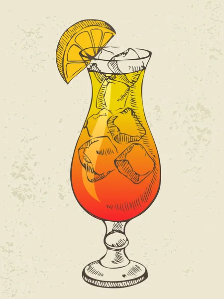 Cocktail tequila nascer do sol com gelo . — Vetor de Stock