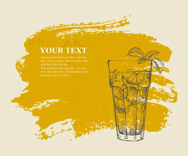 Long island iced tea cocktail op oranje achtergrond — Stockvector