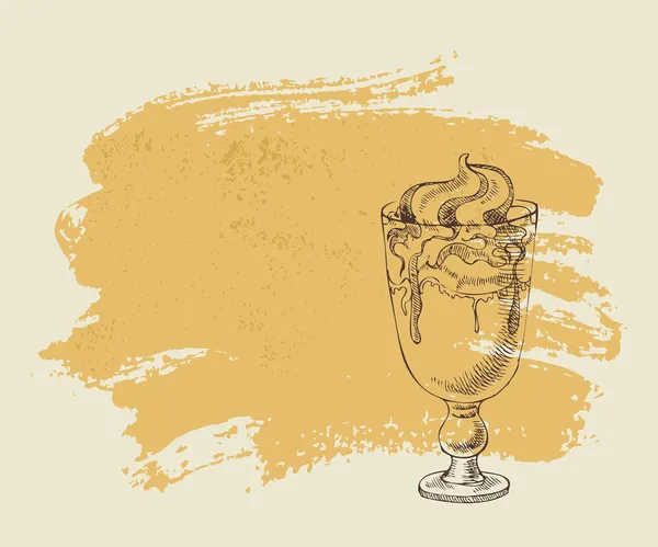 Crème glacée avec cocktail café sur fond grunge . — Image vectorielle