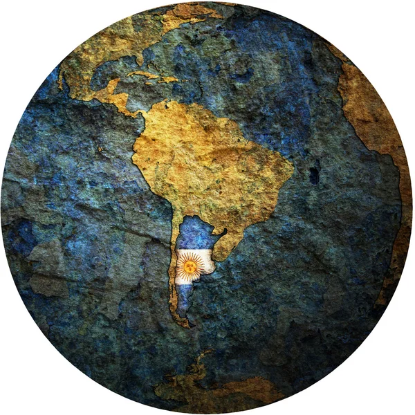 Argentina flag on globe map — Stock Photo, Image