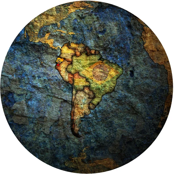 世界地図にエクアドル フラグ — ストック写真