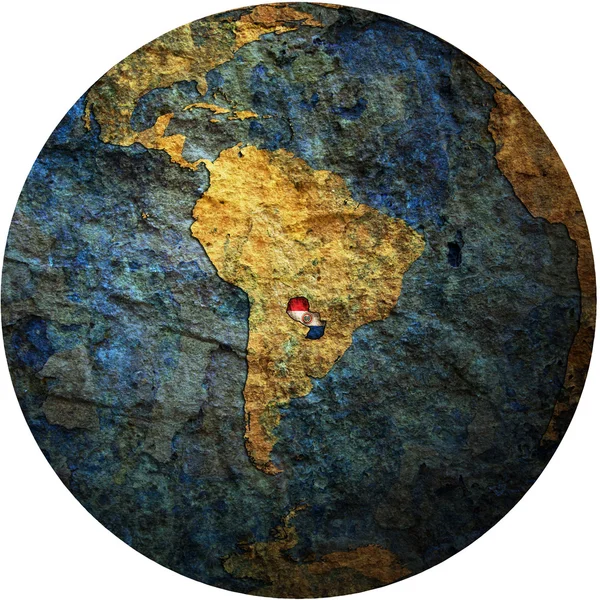 Paraguay flag on globe map — Stock Photo, Image