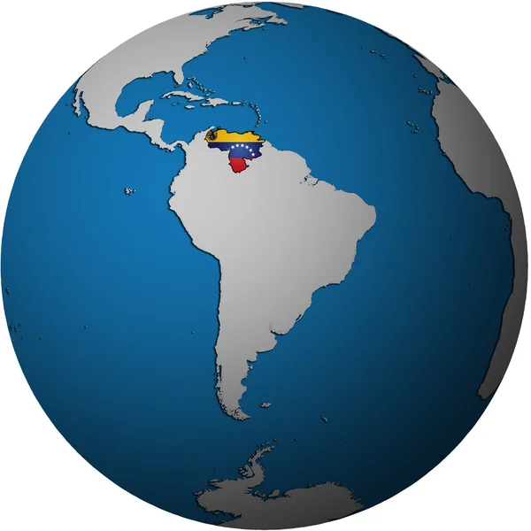 Venezuela bandeira no mapa do globo — Fotografia de Stock