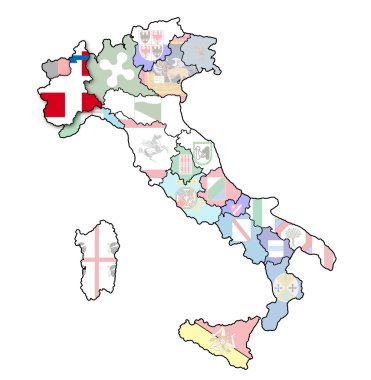 piedmont ile İtalya Haritası