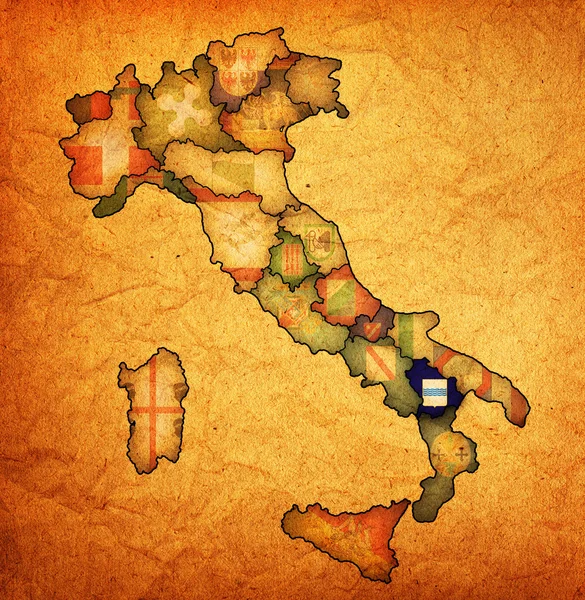 Mapa de itália com região de basilicata — Fotografia de Stock