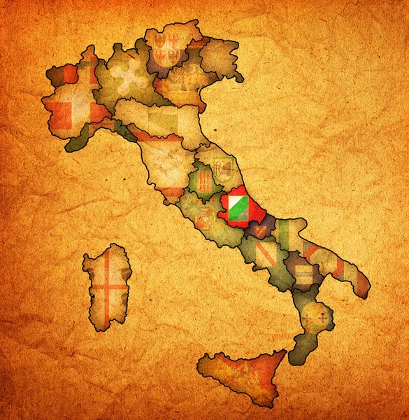 Map of italy with abruzzo region — Stock Photo, Image