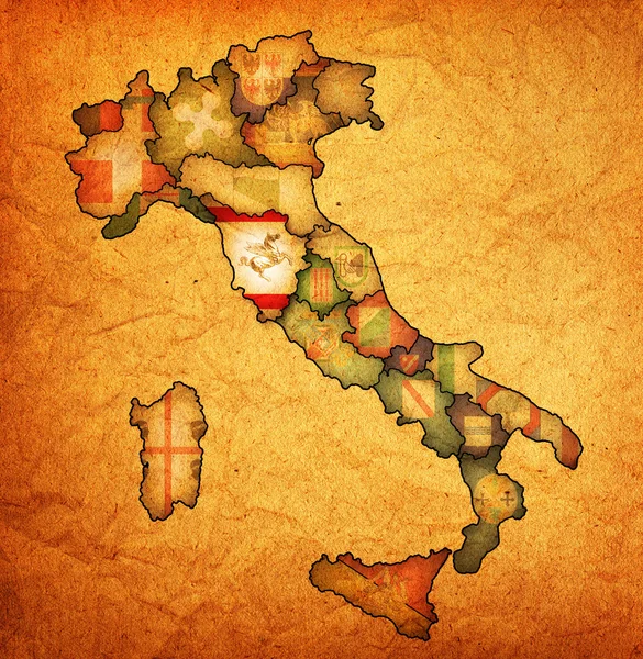 Mappa di Italia con la regione Toscana — Foto Stock