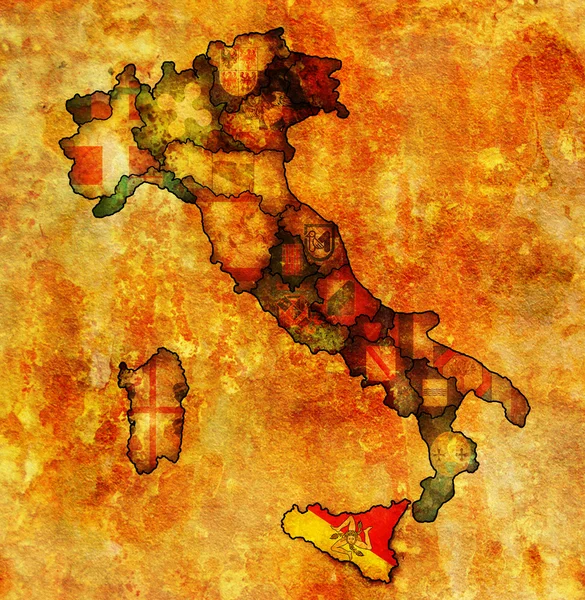 Mapa Włoch z sicilyregion — Zdjęcie stockowe