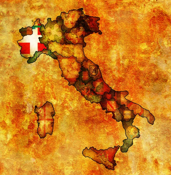 ピエモンテ州のイタリアの地図 — ストック写真