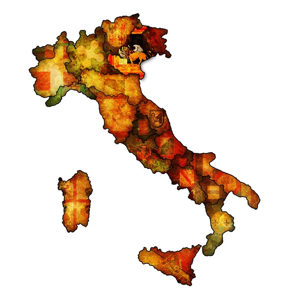 Карта Італії з регіоном Венето — стокове фото