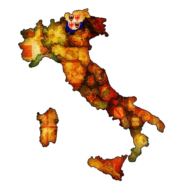 Mappa di Italia con regione Alto Adige — Foto Stock