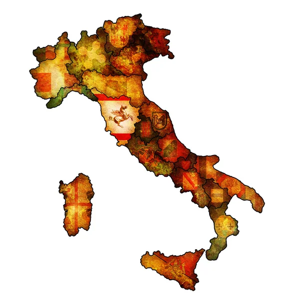 Карта Італії з тосканським регіоном — стокове фото