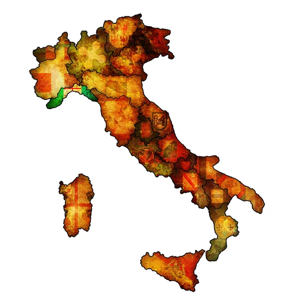 Map of italy with liguria region — Stock Photo, Image