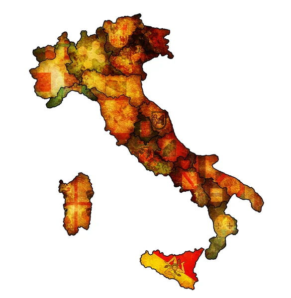 Sicilyregion와 이탈리아의 지도 — 스톡 사진
