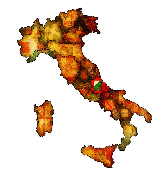 Karta över Italien med abruzzo-regionen — Stockfoto