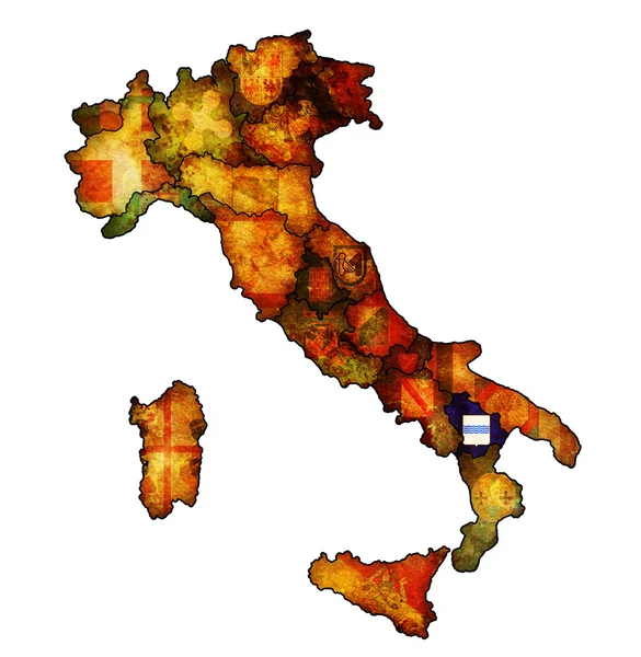 Carte de l'Italie avec la région de la basilicate — Photo