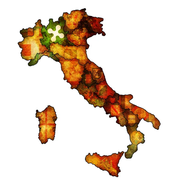Mapa de itália com região lombardia — Fotografia de Stock