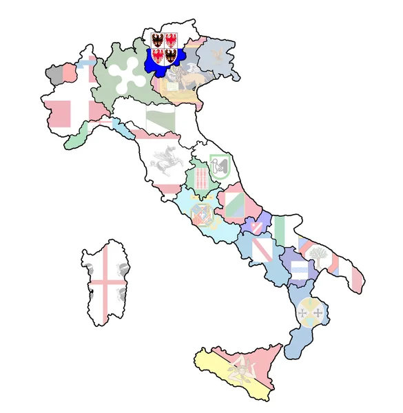 Mapa de Italia con la región del Tirol del Sur — Foto de Stock