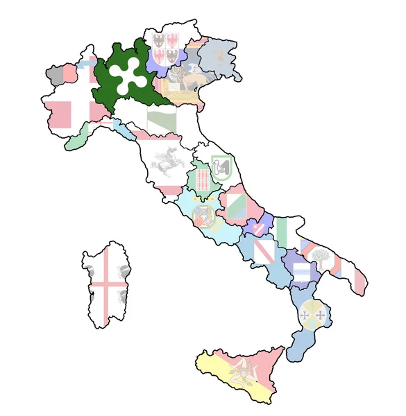 Mapa Włoch z regionu Lombardii — Zdjęcie stockowe