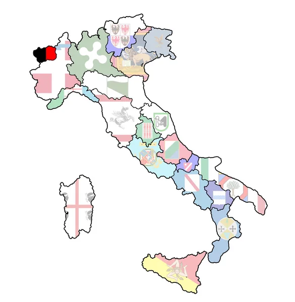意大利与奥斯塔山谷区域地图 — 图库照片