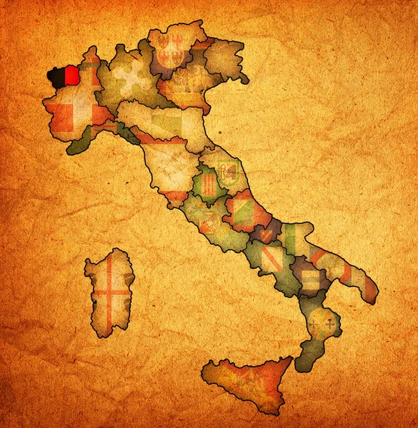 Map of italy with aosta valley region — Stock Photo, Image